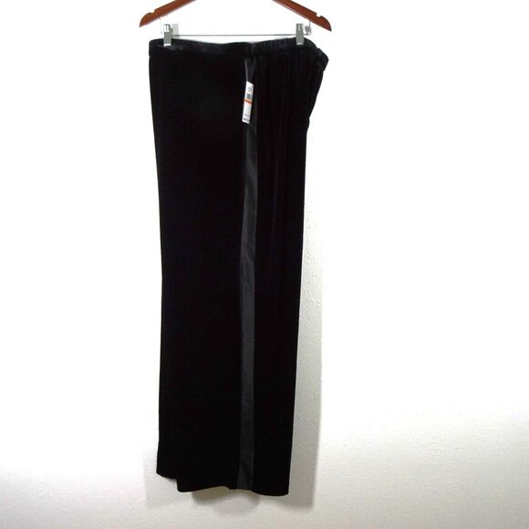 Alex Evenings Velvet Pants Women's Plus Size 3X Black Tuxedo Stripe Straight Leg - Picture 1 of 12
